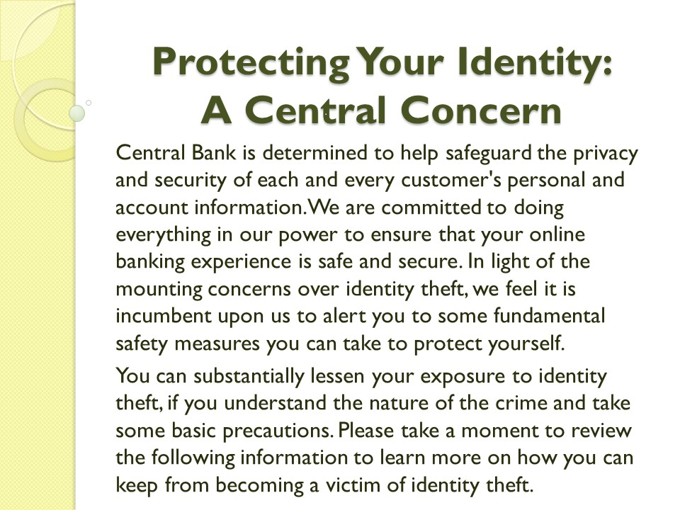 Protecting Your Identity graphic central concern